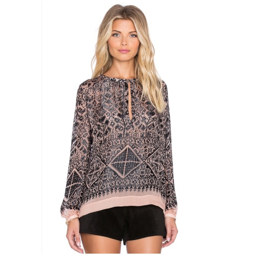 Cynthia Vincent Twelfth Street Nomad Peasant Long Sleeve Top